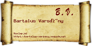 Bartalus Varsány névjegykártya